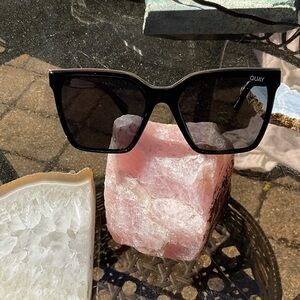 Quay Australia Bold Black Sunglasses with Gold Accent